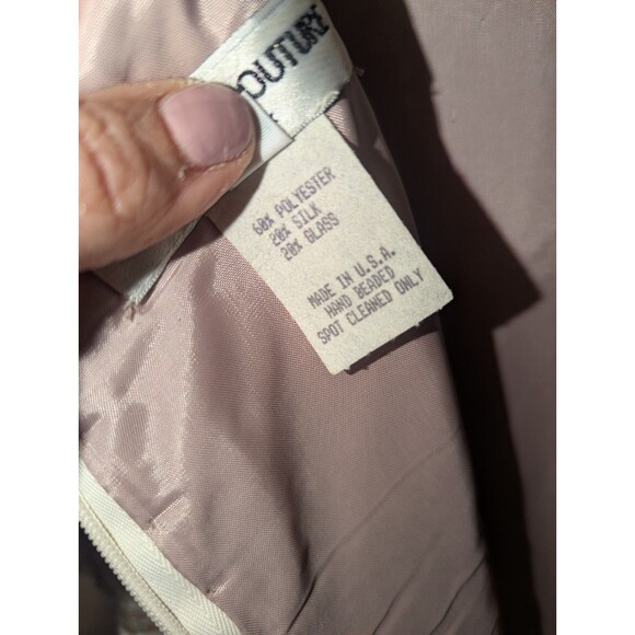 George F. Couture Size 14 Cream Silk Blend Mother Of The Bride Glass Beaded Gown - Picture 6 of 6